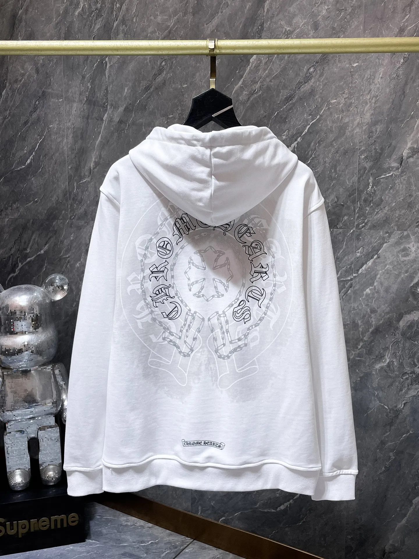 P250 Chrome Hearts Autumn and Winter 2025 Counter Synchronization ❤️ Chrome Sanskrit Cross Foamed Sweatshirt Improved Customized Version 1:1 High-Gram Weight High-Quality Fabric Recommended Color: White Black Size: S, M, L, XL